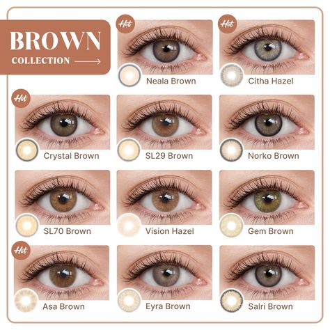 Are you considering adding a dash of color to your eyes with contact lenses?🤎✨ Choosing between different brown lenses can be a fun and exciting choice😉 that allows you to experiment with your look and show off your personality. 🌎𝐅𝐫𝐞𝐞 𝐖𝐨𝐫𝐥𝐝𝐰𝐢𝐝𝐞 𝐒𝐡𝐢𝐩𝐩𝐢𝐧𝐠 🌎⁠ ----------⁠ #just4kira #browncontacts #tryonhaul #hazelcontacts #shades #browneyes #coloredcontacts #brownLenses #JUST4KIRASALE #brown Natural Green Contact Lenses, Green Lenses Eye, Green Eye Lens, Hazel Eye Contacts, Shades Of Brown Eyes, Contact Lenses For Brown Eyes, Hazel Brown Eyes, Rare Eye Colors, Hazel Contacts