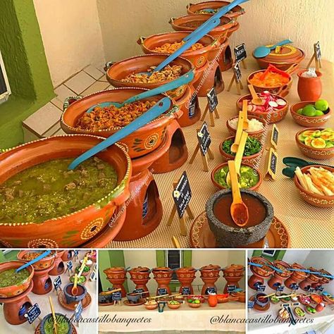 Catering Ideas Mexican Food, Mexican Food Setup For Party, Catering Display Mexican Food, Mexican Party Buffet, Mexican Party Treats, Mexican Antojitos Table, Mexican Food Catering Ideas, Mexican Buffet Ideas Parties, Taco Set Up Party Ideas