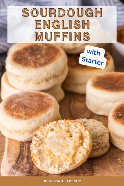 Make breakfast special with our light and fluffy Sourdough English Muffins recipe. Step-by-step instructions and helpful tips are included. Sourdough English Muffin Recipe, English Muffin Bread Recipe, English Muffins Recipe, Sourdough Muffins, Sourdough English Muffins, English Muffin Bread, English Muffin Recipes, Homemade English Muffins, Sourdough Starter Discard Recipe