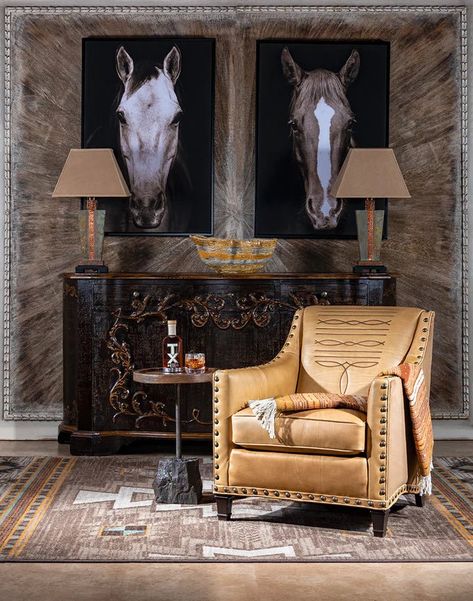 Wrap Yourself in Western Charm: Best Quilt, Comforter, and Bedding Sets for a Stylish Bedroom Makeover Modern Ranch Decor Interiors, Gothic Western Art, Western Office Decor Ideas, Barndo Decor, Western Living Room Furniture, Modern Western Home, Canvas Horse Art, Boot Wall, Rustic Glam Decor