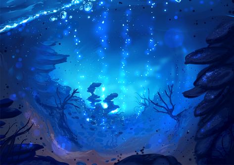 Fantasy Underwater, Underwater Background, Ocean Drawing, Ocean Backgrounds, Underwater Painting, Underwater Scene, Under The Ocean, Underwater Art, Fantasy Background