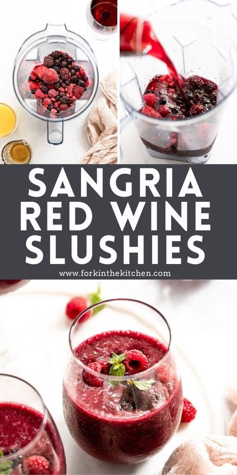 Frozen Alcoholic Drinks Recipes, Sangria Red Wine, Barbecue Party Food, Spring Baking Recipes, Wine Slushie Recipe, Frozen Sangria, Frozen Fruit Drinks, Wine Slushies, Easy Sangria Recipes