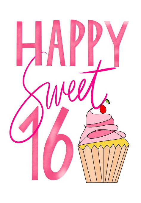 5x7 Birthday Card  OUTSIDE - HAPPY Sweet 16 INSIDE - Happy Birthday to the Sweetest girl I know. Includes Card and Envelope Happy Birthday 16 Girl, Sweet Sixteen Birthday Wishes, Happy Sweet 16 Birthday Wishes, Happy Birthday Sweet 16, 16th Birthday Wishes, Happy Sweet 16, Printable Flower Coloring Pages, 16th Birthday Card, Printable Flower