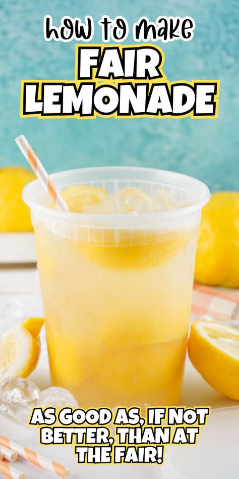 How to make lemonade like at the fair Fair Lemonade Recipe, Fair Lemonade, Fresh Lemonade Recipe, Best Punch Recipe, Homemade Strawberry Lemonade, Frozen Drink Recipes, Liqueurs Recipes, Peach Ice Tea, Delicious Hot Chocolate