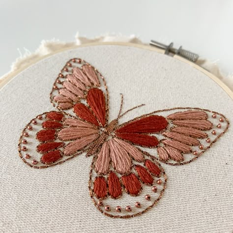 Butterfly hand embroidery pattern, beginner cross stitch pattern, butterfly cross stitch Hand Embroidery Butterfly, Butterfly Embroidery Pattern, Embroidery Butterfly, Beginner Embroidery, Embroidery Wall, Basic Embroidery Stitches, Handmade Embroidery Designs, Embroidery Stitches Tutorial, Hand Embroidery Projects