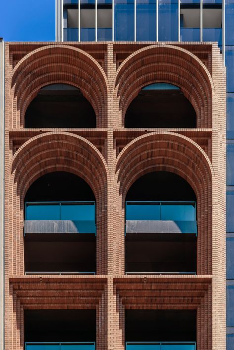 Brick arches are topped by glass tower at Arc by Koichi Takada Architects Koichi Takada, Brick Detailing, Brick Arches, Facade Engineering, Brick Archway, World Architecture Festival, Brick Material, Building Facades, Brick Detail