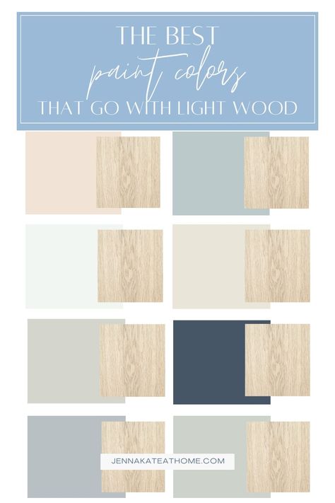 16 Popular Paint Colors That Go With Light Wood Floors Best Wall Colors, Wood Floor Colors, Light Oak Floors, Light Paint Colors, Floor Paint Colors, Paint Decor, Light Wood Kitchens, Greige Paint Colors, Light Wood Cabinets