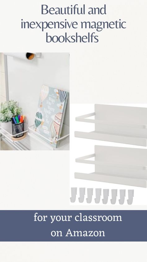 #classroomdecor #organization #elementary #middle #high #school #books #reading Magnetic Shelves, Magnetic Shelf, Magnetic Spice Rack, Classroom Essentials, Magnetic Spice, Read Alouds, Reading Classroom, Spice Rack, Read Aloud