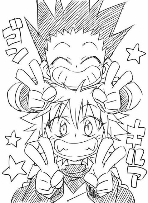 Doodles Bonitos, Gon And Killua, Hxh Characters, Anime Drawing Books, 인물 드로잉, Hunter Anime, Cute Doodle Art, Doodle Art Designs, Anime Character Drawing