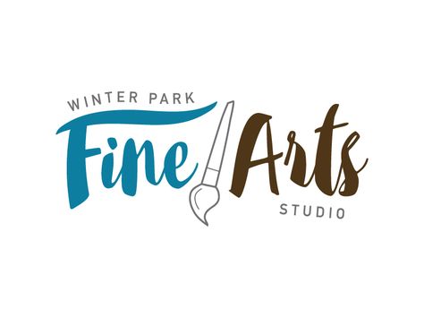 Winter Park Fine Arts Studio logo Fine Art Logo Design, Painting Logo Design Ideas, Art Shop Logo, Art School Logo, Studio Names Ideas, Logo For Artist, Art Studio Logo Design, Fine Art Logo, Artist Logo Ideas