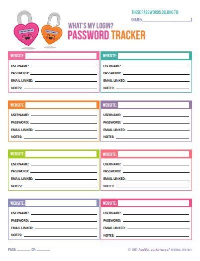 Free Printables Roundup #2 Printable Password Tracker, Finanse Osobiste, Password Organizer, Family Binder, Password Tracker, Password Keeper, Tracker Free, Home Binder, School Printables