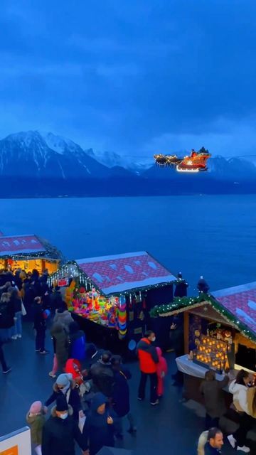 Switzerland Christmas, Santa Flying, Youtube Vlogger, Montreux Switzerland, Virtual Travel, Europe Map, Holiday Market, Travel Vlog, Beach Travel