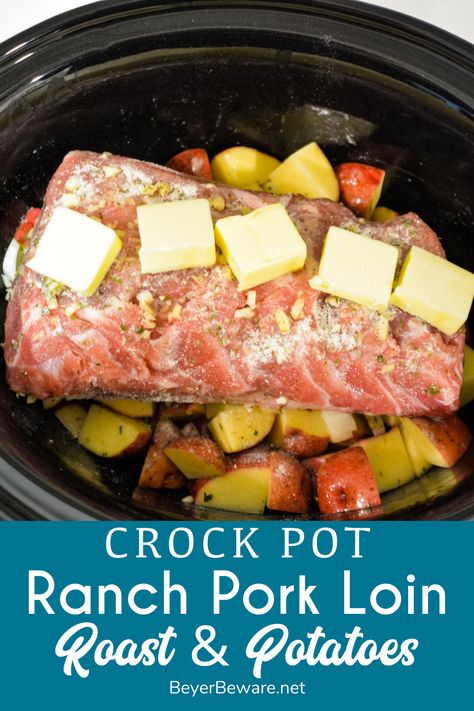 Crock Pot Pork Loin, Roast And Potatoes, Pork Loin Crock Pot Recipes, Pork Roast Crock Pot Recipes, Meals Crockpot, Crockpot Pork Loin, Pork Loin Recipe, Crockpot Pork Roast, Pot Roast Crock Pot Recipes