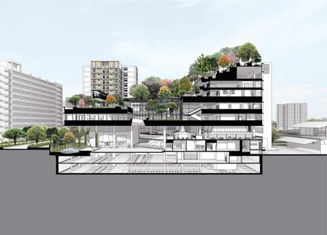 Kampung Admiralty by WOHA Architects « Inhabitat – Green Design, Innovation, Architecture, Green Building Woha Architects, Site Analysis Architecture, Modern Architecture Interior, Architecture Panel, Stairs Architecture, Aging Population, Architecture Concept Diagram, Mix Use Building, Architecture Concept Drawings