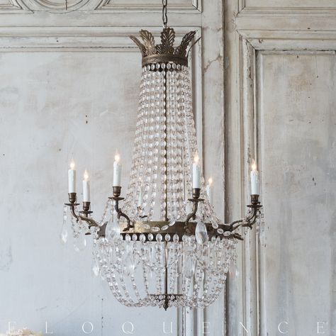 Fontaine Chandelier, French Empire Chandelier, Swedish Interiors, Empress Josephine, Antique French Country, Vintage Chandeliers, Empire Chandelier, Fog Linen, French Country Farmhouse