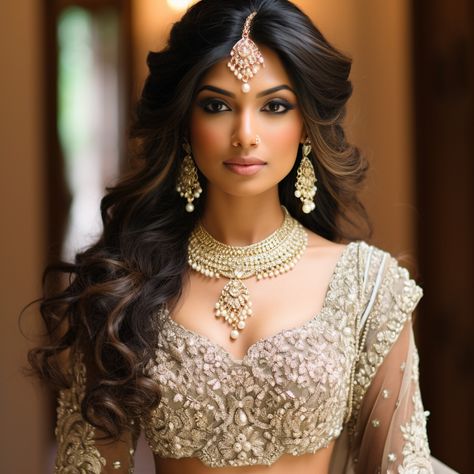 83 Insanely Luxurious Wedding Hairstyles for 2024 Indian Tikka Hairstyles, Hair Down Indian Bride, Indian Wedding Reception Hairstyles, North Indian Bridal Hairstyles, Indian Half Up Half Down Hairstyles, Soft Glam Pakistani Makeup, Indian Look Hairstyles, Bridal Hair Indian Wedding, Indian Hair Wedding