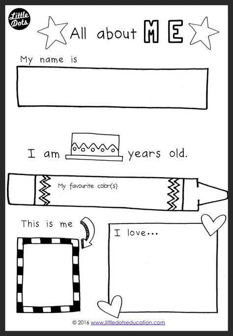 All about Myself Theme Activities and Printables Preschool About Me, Kindergarten Activity Sheets, About Me Worksheet, All About Me Preschool Theme, Me Worksheet, Me Preschool Theme, All About Me Printable, All About Me Book, All About Me Worksheet