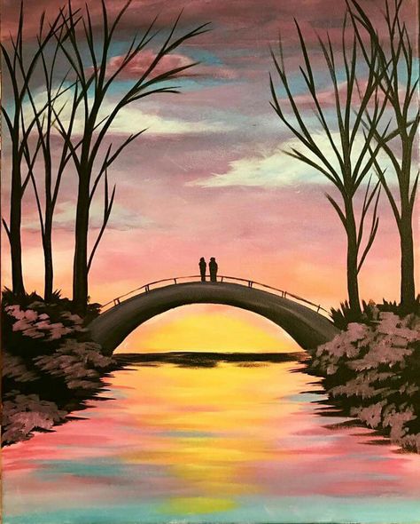 Pejzazi Art Easy, Easy Landscapes To Paint Acrylic, Painting Ideas Scenery Beautiful, Beautiful Scenery Painting Easy, Scenery Paintings On Canvas, Naturalisme Art, Landscape Drawings Easy, Easy Scenery Painting, Scenery Painting Easy