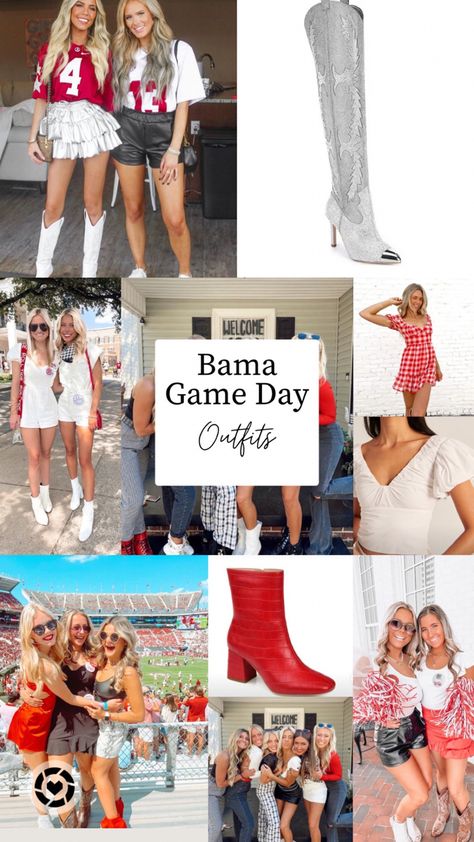 Alabama Game day outfits! Bama game day outfits, football outfits, Alabama game day, sec football, sorority girls football game outfits, red football outfit, red game day outfits, red boots, sparkly cowboy boots, white and red outfits, red black and leather outfits, phi mu game day outfits, alpha gam game day outfits, fall football, #LTKBacktoSchool Follow my shop @Its_Lindsay_Rose on the @shop.LTK app to shop this post and get my exclusive app-only content! #liketkit #LTKstyletip #LTKSeas