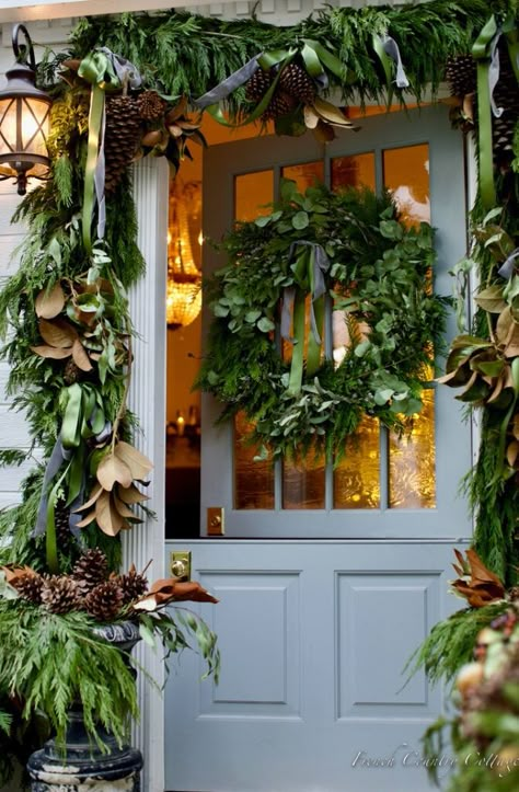 How to Create Elegant Natural Christmas Porch Decor - French Country Cottage French Country Christmas Decor, Country Christmas Decor, Nantucket Summer, Cedar Wreath, House Mediterranean, French Country Christmas, Summer Lifestyle, Country Christmas Decorations, Gorgeous Bedrooms