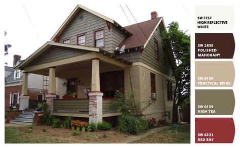 Green Exterior House Colors, Exterior Paint Color Combinations, Best Exterior House Paint, Exterior Paint Schemes, Best Exterior Paint, Exterior House Colors Combinations, Craftsman Bungalow, Bungalow Exterior, Exterior House Color