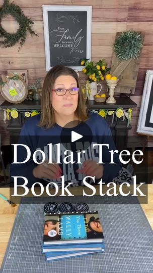 95K views · 2.7K reactions | Dollar Tree Book Stack - Comment VIP 

#diydecor #diycrafts #diy #creativesarah #diykit #etsymaker #dollartreedecor #craftkit #homemade #diykits #dollartreecraft #dollartreehaul #dollartreediy #dollartreecrafts #dollartreehacks #dollartreefinds #dollartree | Creative Sarah at Home | Creative Sarah at Home · Original audio Family Name Book Stack Diy, Dollar Tree Wood Crafts, Decorated Books, Tree Bookshelf, Dollar Tree Haul, Dollar Tree Hacks, Book Page Crafts, Dollar Tree Finds, Sweet Ideas