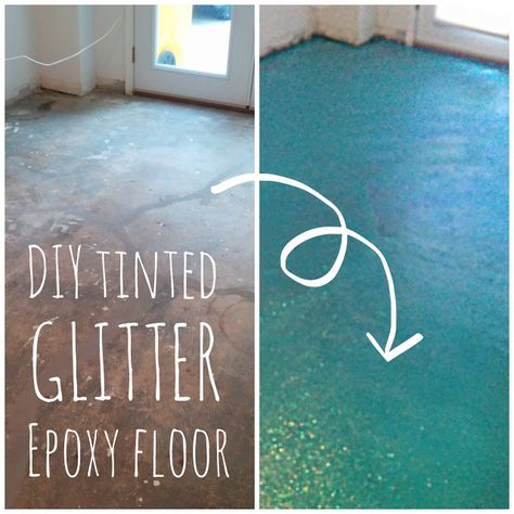 DIY Turquoise Glitter Epoxy Floor | Lola, Tangled Glitter Epoxy Floor, Glitter Floor, Glitter Room, Glitter Grout, Garage Floor Epoxy, Epoxy Paint, Glitter Wall, Turquoise Glitter, Basement Flooring