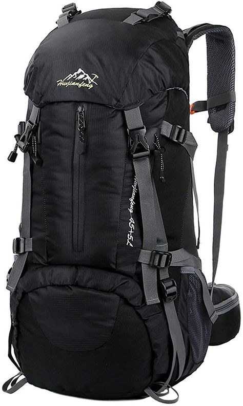 Amazon.com : Hiking Backpack, Esup 50L Multipurpose Mountaineering Backpack with rain cover 45l+5l Travel Camping Backpack, Suitable for Climbing Skiing Outdoor Sport, Perfect Fathers Day Gifts (Black-50L) : Clothing Hiking Backpack Essentials, Waterproof Hiking Backpack, Backpack Essentials, Waterproof Matches, Lightweight Backpack, Camping Backpack, Hiking Gear, Rain Cover, Hiking Backpack