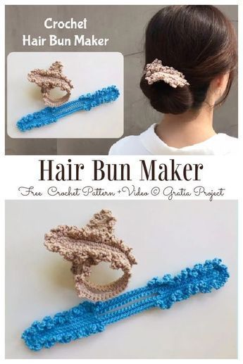 Crochet Hair Bun, Diy Crochet Hair Accessories, Hair Twist Bun, Crochet Hairband, Hair Bun Maker, Crochet Hair Clips, Bun Maker, Crochet Hair Accessories, Crochet Hair