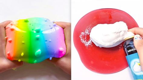 Rainbow Slime, Glossy Slime, Satisfying Videos, Slime Videos, Slime Asmr, Falling Asleep, Oddly Satisfying, Satisfying Food, Slime