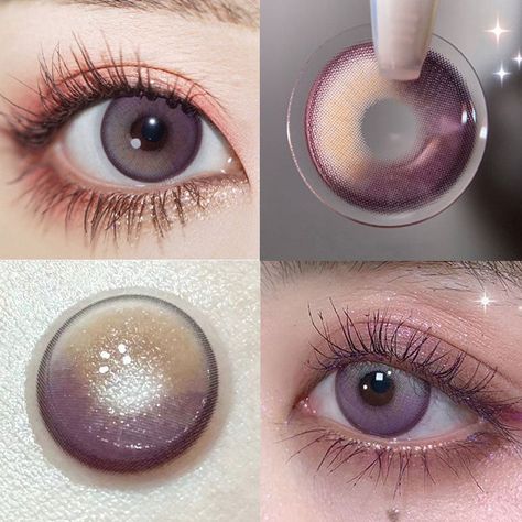 Creamy Highlights, Highlights Purple, Coloured Contacts, Cool Contacts, Eye Lens Colour, Purple Contacts, Skylar Grey, Cosmetic Contact Lenses, Eye Contacts