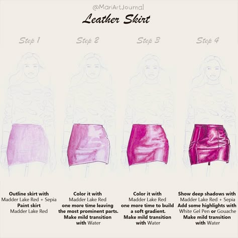 Hey there! New tutorial on leather 👇👇👇. . LIKE if you want more such content ❤ . ⚫Leather is a shiny fabric ⚫It has high contrast between… Texture Illustration, Fashion Illustration Tutorial, Fashion Figure Drawing, Fabric Drawing, Fashion Illustrations Techniques, Fashion Drawing Sketches, Fashion Drawing Tutorial, Illustration Techniques, Fashion Illustration Sketches Dresses