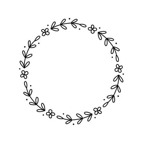 Floral Doodles Pattern, Floral Circle Border, Floral Wreath Embroidery, Frame With Flowers, Frame Embroidery, Embroidery Hoop Art Diy, Hand Embroidery Patterns Free, Bond Paper Design, Spring Floral Wreath