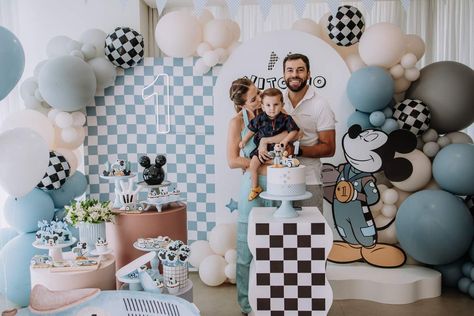 Mickey Mouse Birthday Party Ideas | Photo 1 of 10 | Catch My Party Mickey Mouse Birthday Vintage, Mickey Racers Birthday Party, Vintage Mickey Birthday, Disney First Birthday Boy, Mickey Mouse 1st Birthday Party Boy, Baby 1st Birthday Theme, Mickey Mouse Birthday Party Ideas 1st, Vintage Mickey Mouse Party, 1st Birthday Party Ideas Boys Themes