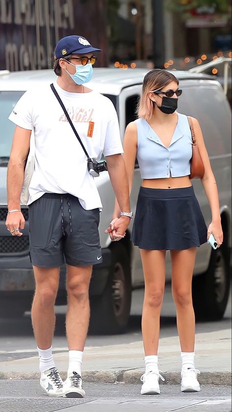 Jacob Elordi Tattoo, Kaia Gerber Tattoos, Workwear Fashion Men, Athletic Street Style, Bf Fits, Aesthetic Future, Nyc September, Kaia Gerber Style, Boyfriend Outfit