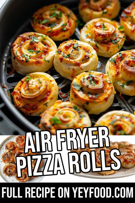 Air Fryer Pizza Rolls - Yeyfood.com: Recipes, cooking tips, and kitchen hacks for home cooks of all levels Air Fryer Pizza Rolls, Pizza Rolls Recipe, Air Fryer Pizza, Homemade Pizza Rolls, Pizza Sticks, Pizza Roll Recipe, Frozen Rolls, Marinara Sauce Recipe, Cooking Pizza