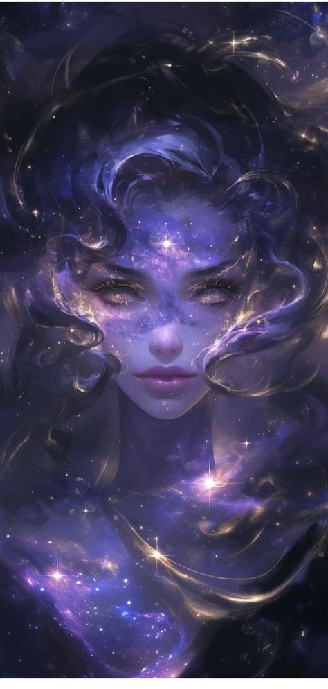 Dark Star Orianna, Cosmic Goddess Aesthetic, Space People Art, Space Goddess Aesthetic, Space Goddess Art, Celestial Woman Art, Space Woman Art, Night Goddess Art, Star People Art