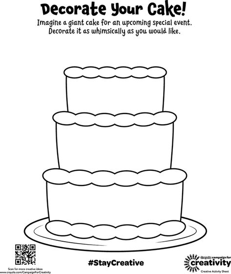 Imagination Cake Coloring Page Birthday Cake Template Free Printable, Birthday Cake Crafts Preschool, Cake Outline Drawing, Birthday Cake Coloring Page, Cake Coloring Pages, Decorate Your Own Cake, Preschool Birthday, Cake Coloring, Kindergarten Classrooms