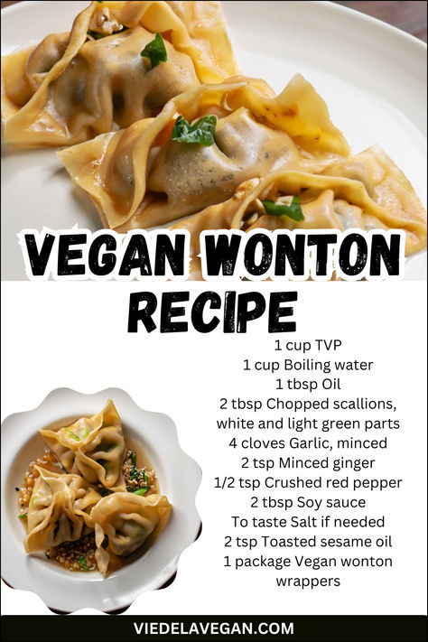 vegan wonton recipe Vegan Wontons, Vegan Wonton, Vegetarian Wonton, Wonton Recipe, Creamy Spinach Dip, Vegan Appetizers Recipes, Vegan Appetizer, Plant Based Soups, Wonton Recipes