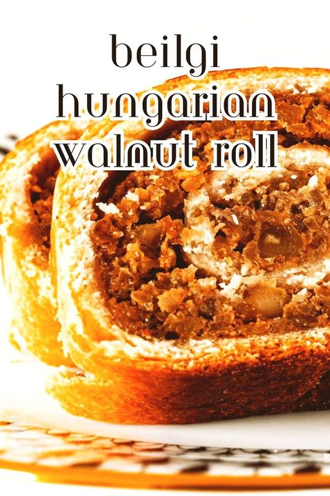 Discover the rich history behind Beigli, Hungarian walnut rolls.  These pastries have been a staple in Hungarian cuisine for centuries, enjoyed by families across generations.  Bring a touch of Hungarian heritage to  your table with this timeless recipe. Hungarian Kremes Recipe, Hungarian Walnut Roll, Hungarian Christmas Cookies, Beigli Hungarian, Hungarian Nut Roll Recipe, Walnut Rolls, Walnut Roll, Nut Roll Recipe, Hungarian Dishes