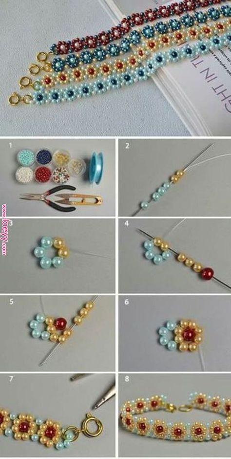 Bracelets With Beads, قلادات متدلية, Anting Manik, Kraf Kertas, Pola Manik, Gelang Manik-manik, Beaded Bracelets Tutorial, Pola Gelang, Gelang Manik