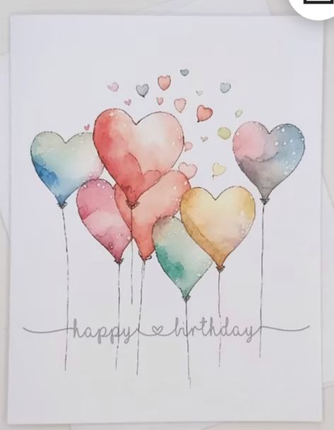 Happy Birthday Wishes Watercolor, Watercolor Bday Cards For Men, Diy Painted Birthday Cards, Easy Watercolor Greeting Cards, Watercolor Greeting Cards Diy, Handmade Watercolor Cards, Birthday Watercolor Painting, Happy Birthday Aquarell, Watercolour Birthday Card Ideas