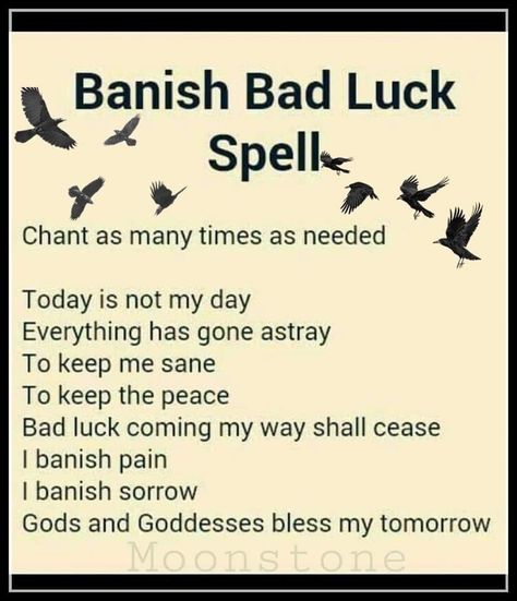 Bad Luck Spell, Get Rid Of Bad Luck, Celtic Witch, Truth Spell, Luck Spell, Wicca Recipes, Spells That Actually Work, Banishing Spell, Witchcraft Spells For Beginners