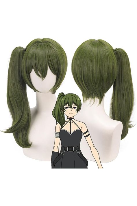 Anime Mage Ãœbel Ubel Wig Dark Green Short Base with a Side Ponytail Party Hair Halloween Cosplay Props Accessory Ponytail Party, Green Ponytail, Clip On Ponytail, Hair Halloween, Side Ponytail, Clip In Ponytail, Party Hair, Cosplay Props, Short Wigs