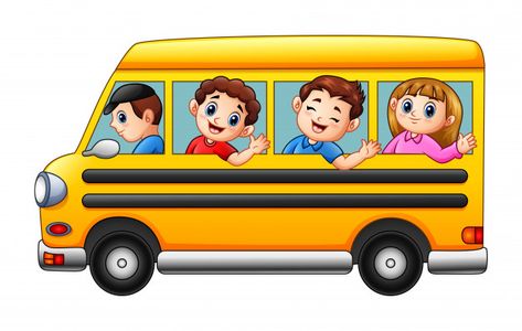 Vector illustration of cartoon kids going to school by school bus Premium Vector | Premium Vector #Freepik #vector #background #school #kids #education Topper Mobil, Bus Sekolah, School Bus Clipart, Cartoon School Bus, Van Drawing, School Van, Bus Cartoon, Happy School, Kids Going To School