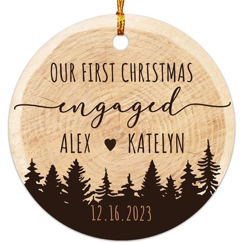 First Christmas Engaged Ornament, Couples Custom, Engagement Christmas Ornament, First Christmas Engaged, Engaged Ornament, Couples Gifts, Couples Ornaments, Engagement Ornaments, First Christmas Married