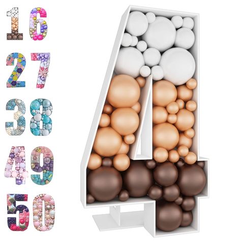 PRICES MAY VARY. MESMERIZING CELEBRATIONS: Crafted for perfection, our 4ft mosaic numbers for balloons frame cut-out backdrop is the epitome of celebration, whether it's your birthday or anniversary. Shine like never before, as this balloon frame number becomes a canvas for your imagination. PRE-CUT KITS FOR INSTANT GLAM: Our mosaic balloon frame is designed for quick and hassle-free assembly. Just grab your glue gun, follow the easy instructions (included), and witness the magic unfold in your Foam Board Backdrop, Mosaic Numbers, Mosaic Balloon, Board Backdrop, Balloons Flowers, Balloon Frame, Backdrop Birthday, Baby Balloon, Marquee Lights