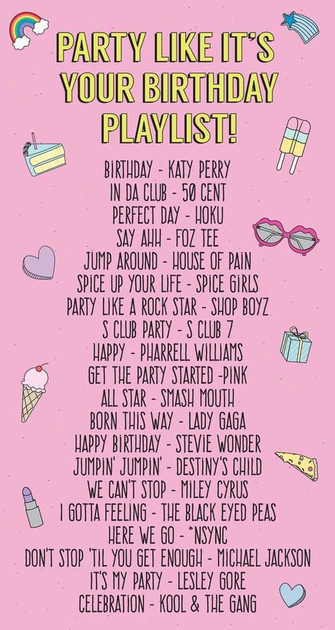 Party Like It's Your Birthday Playlist! | studiodiy.com:: Birthday Playlist, Goals Videos, Party Playlist, Party Songs, Song Suggestions, Silvester Party, 18th Birthday Party, Birthday Party 21, Song List