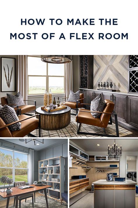 Transform your flex room into a space the whole family can enjoy with nine creative #design ideas.  More on our blog. Dining Room To Sitting Room, Convert Dining Room, Converted Dining Room, Bar Lounge Room Ideas, Dining Room Converted, Dining Room Conversion, Flex Room Ideas, Small Sitting Rooms, Bar Lounge Room