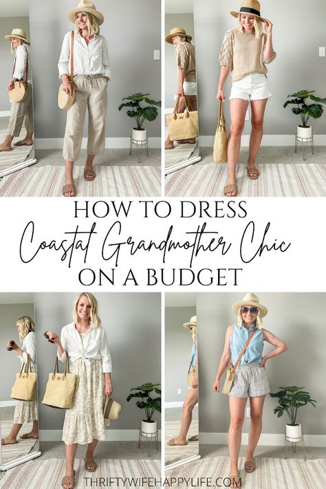 Mid Size Coastal Grandma, Coastal Grandmother Chic, Coastal Grandmother Work Outfits, Costal Chic Outfits, Coastal Grand Mother Outfits, Coastal Grandmother Wardrobe, Womens Shorts 2023, Thrifty Wife Happy Life, Coastal Grandmother Clothes